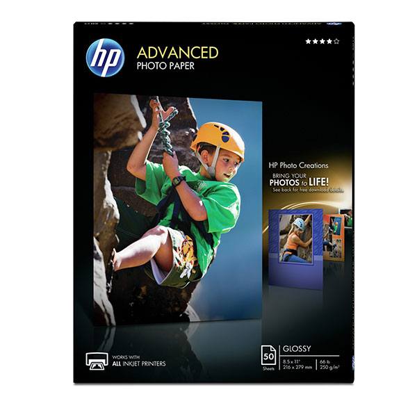 HP Advanced Photo Paper 66# Glossy 91 Bright (8.5" x 11") (50 Sheets/Pkg)
