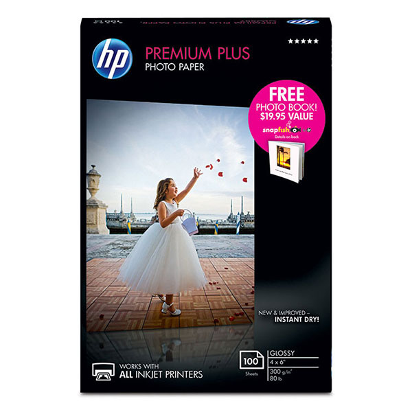 HP Premium Plus Photo Paper 80# Glossy (4" x 6") (100 Sheets/Pkg)