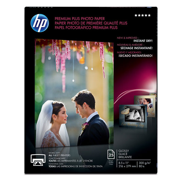 HP Premium Plus Photo Paper 80# Glossy (8.5" x 11") (25 Sheets/Pkg)