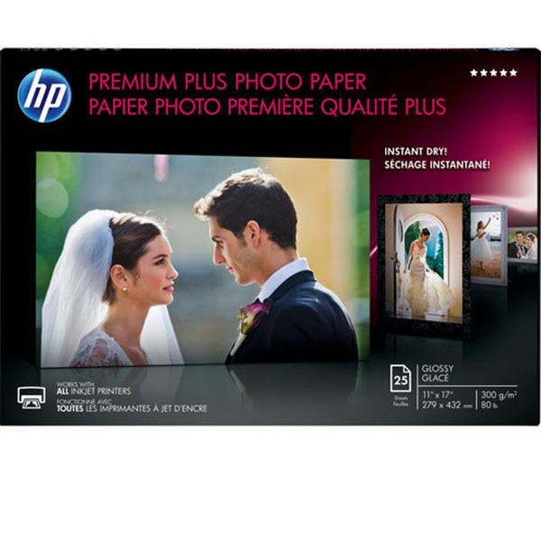 HP Premium Plus Photo Paper 80# Glossy (11" x 17") (25 Sheets/Pkg)