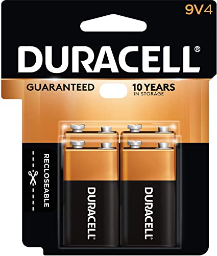 Battery Alkaline 9V Duracell Coppertop 4 Pk