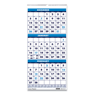 2022-2024 AbilityOne 3-Month-View Wall Calendar, 12.25x26
