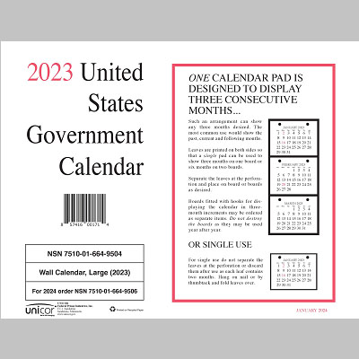 2023 UNICOR Perforated Monthly Wall Calendar, 11 x 9, 10/Pack