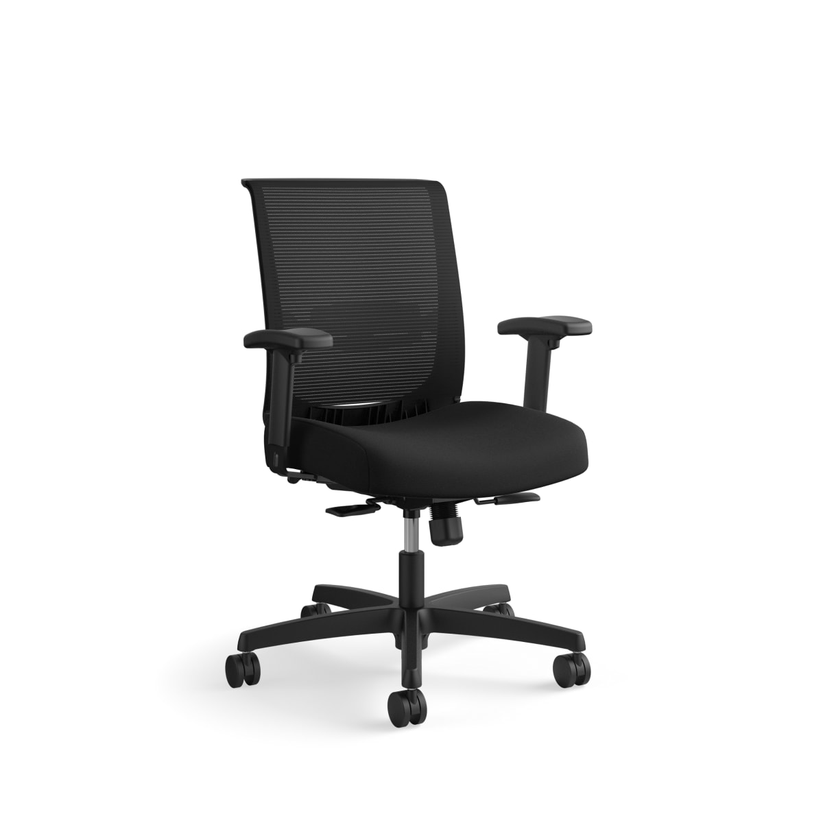 HON Convergence Task Chair - Synchro-Tilt With Seat Slide Control - Height- and Width-Adjustable Arms - Black Fabric