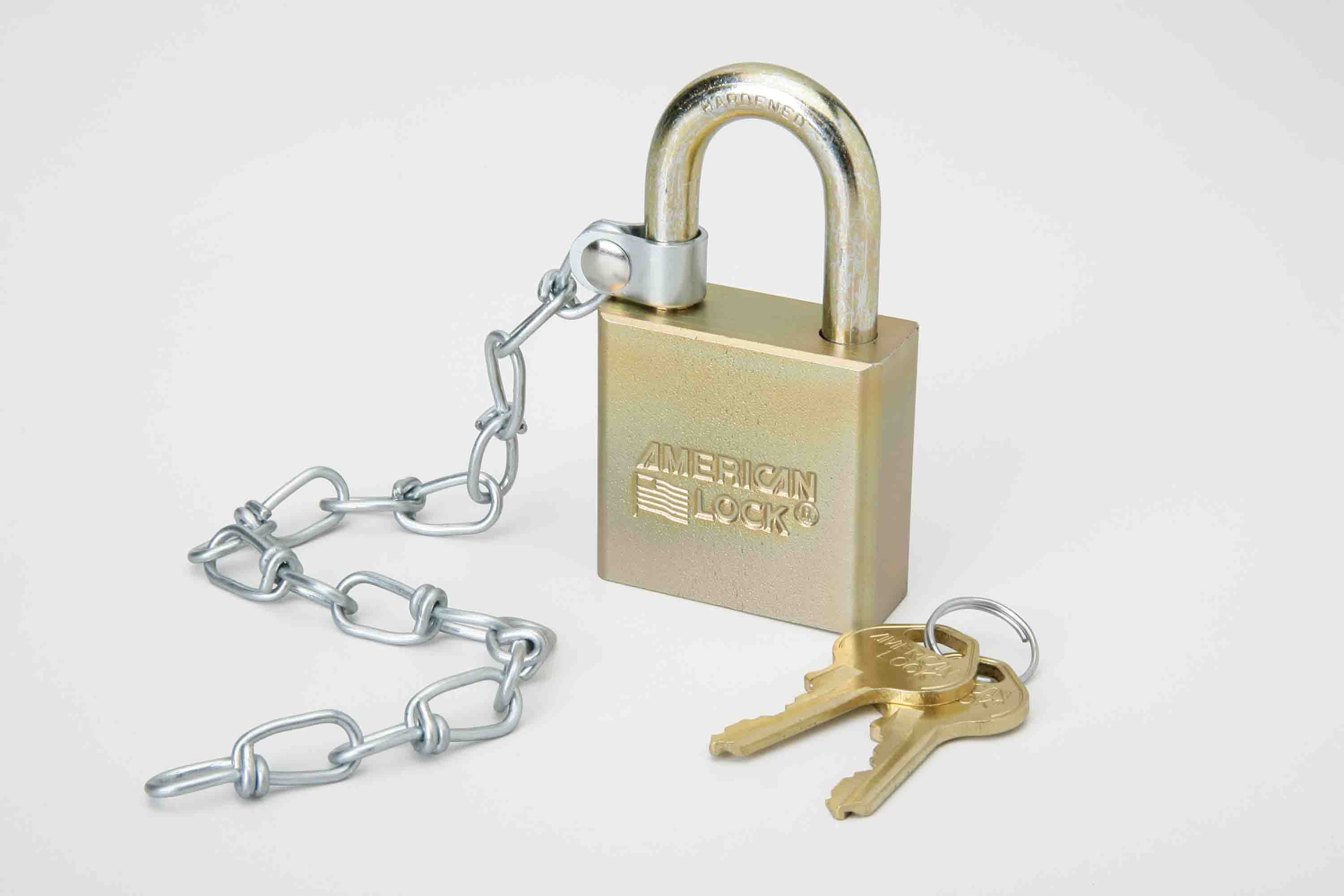 PADLOCK WITH ATTACHED CHAIN, 1 3/4" WIDT