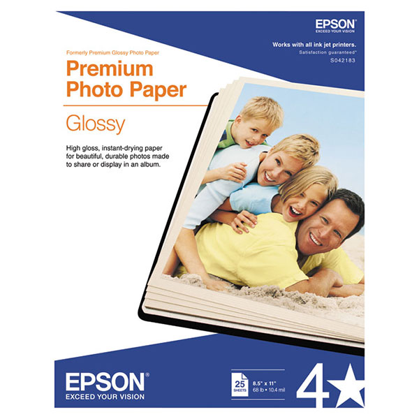 Epson Premium Photo Paper Glossy (8.5" x 11") (25 Sheets/Pkg)