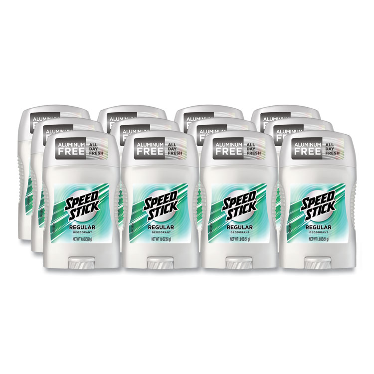 Speed Stick Deodorant, Regular Scent, 1.8oz, White, 12/CT