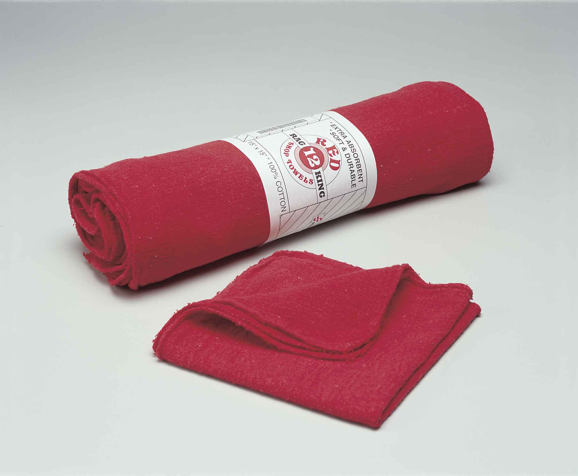 Skilcraft Red 15"x15" Shop Towels, 12/BD