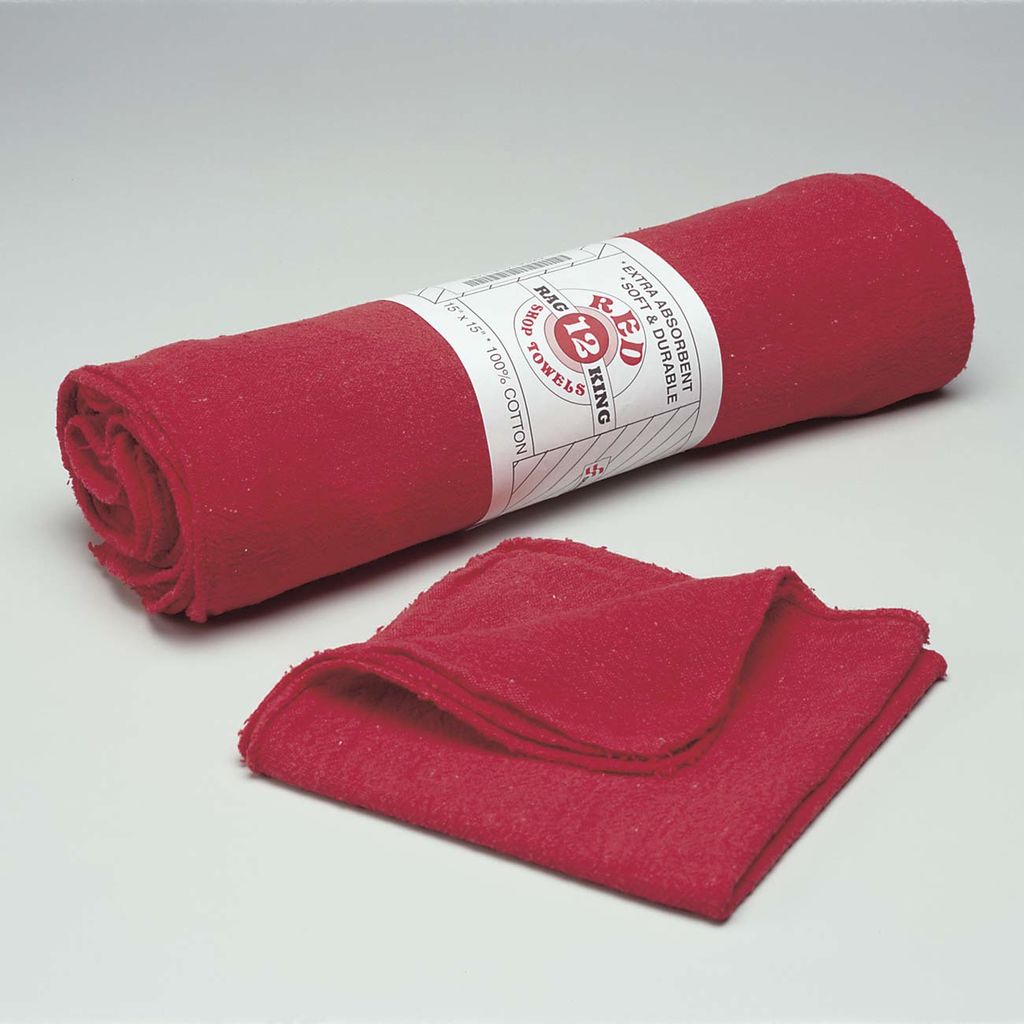 Skilcraft Red 15"x15" Shop Towels, 12/BD