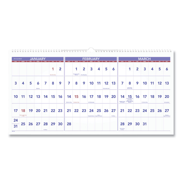 2022-2024 Deluxe 3-Month Wall Calendar, 24x12