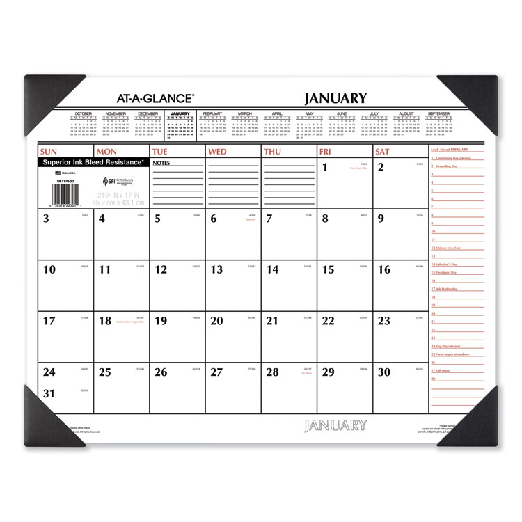 2023 Two-Color Monthly Desk Calendar, 22 x 17