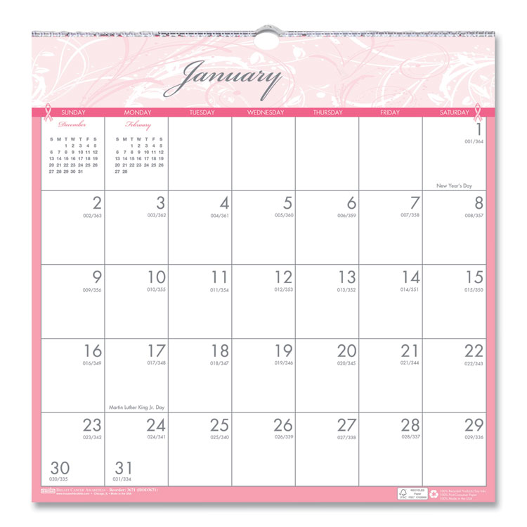 2023  Breast Cancer Wall Calendar, 12x12