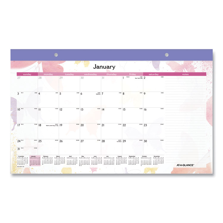 2023 Watercolor Monthly Desk Calendar, 17.75 x 11