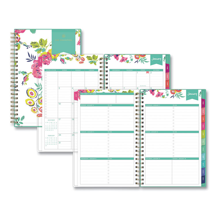 2023 Floral White Monthly Planner 8"x5"