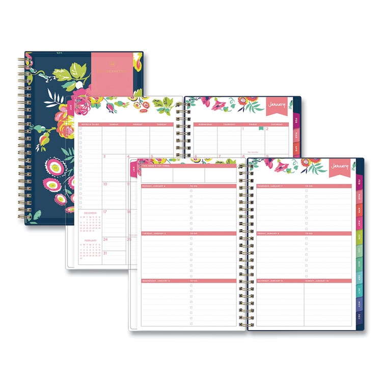 2023 Floral Navy Monthly Planner 8"x5"