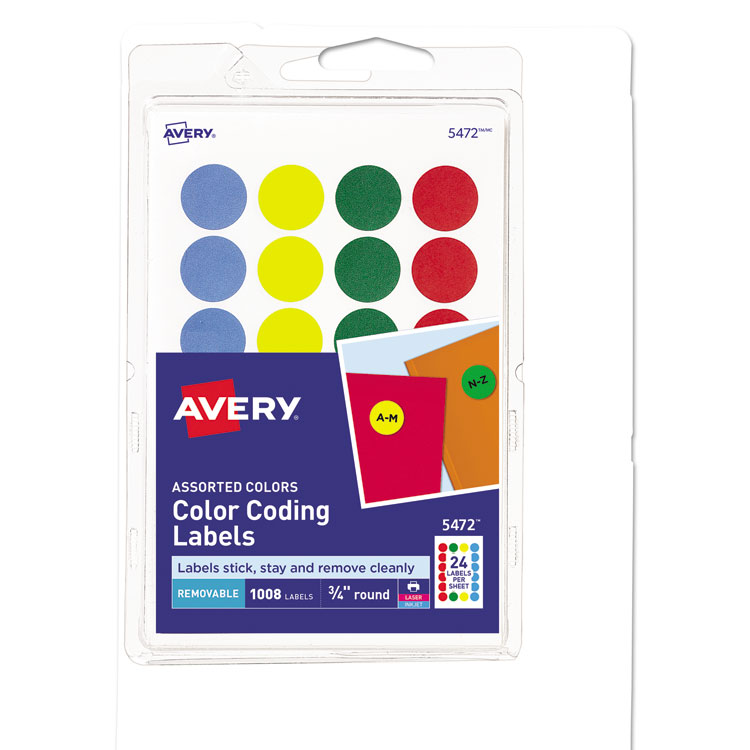 AVERY Assorted Color 24/Sheet, 42/PK