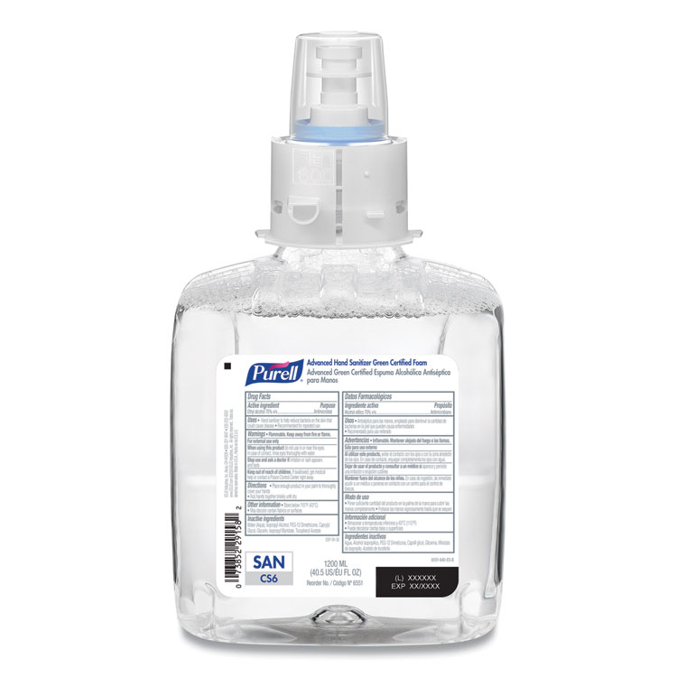 GO-JO INDUSTRIES SANITIZER,CS6,CLR