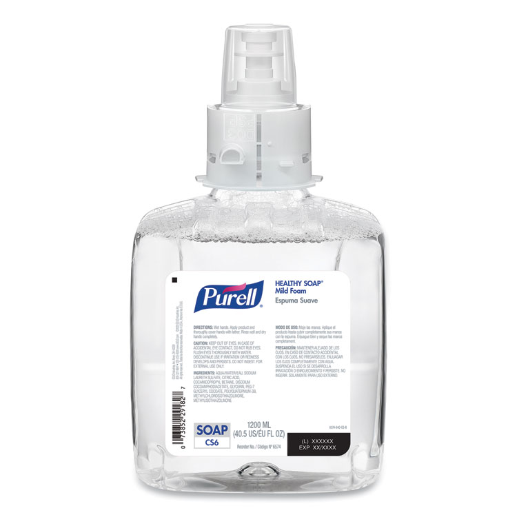 GO-JO Mild Foam Soap, CS6 DISP, CLR