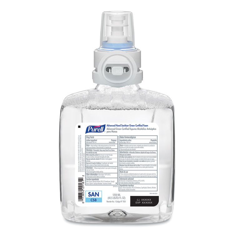 GO-JO INDUSTRIES SANITIZER,CS8,CLR