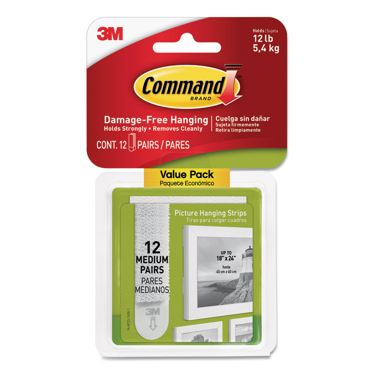 3M Command Picture Hangers, White 12/pk
