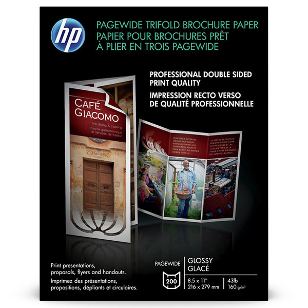 HP PageWide Double Sided Glossy Tri-Fold Brochure Paper (8.5" x 11") (200 Sheets/Pkg)