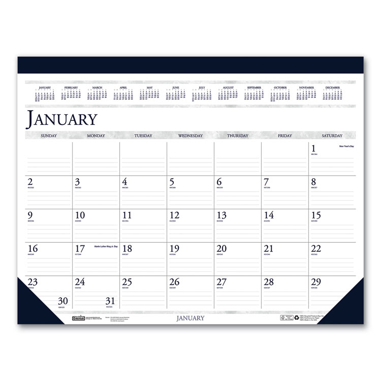 2023 Two-Color Recycled Desk Calendar, 22 x 17