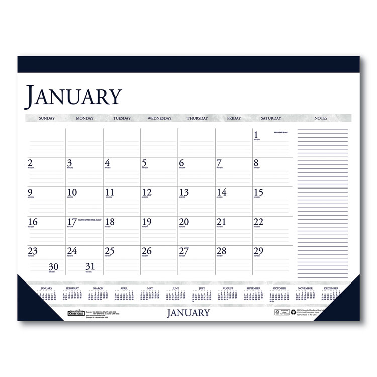 2023 Two-Color Blue Monthly Desk Calendar, 22 x 17