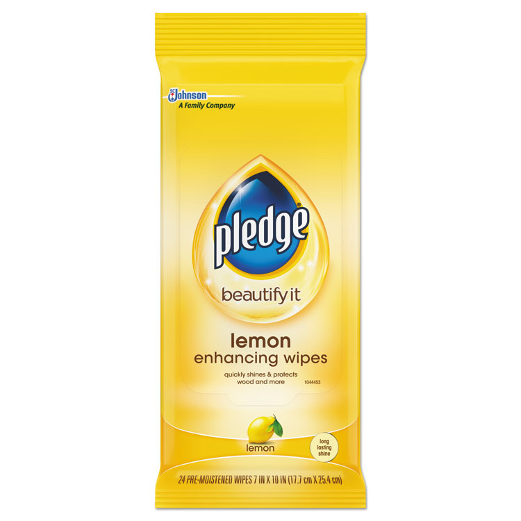 Pledge Lemon Scent Wet Wipes 24/PK